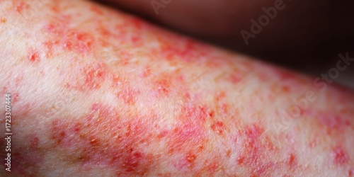 Human skin showing symptoms of severe allergic dermatitis