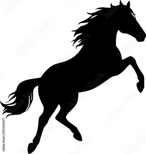 Wild stallion running silhouette illustration