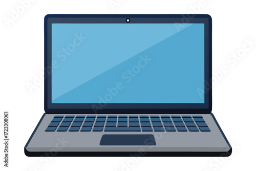 Laptop with blank screen isolated on white