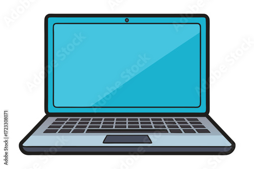 Laptop with blank screen isolated on white