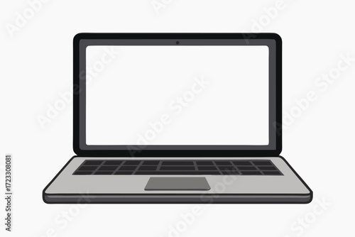 Laptop with blank screen isolated on white