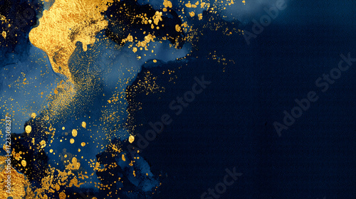 紺の和紙に金箔を散りばめた高級感ある背景（和風）