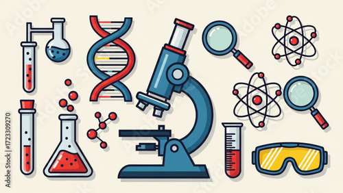 Science and research elements create a visually engaging learning experience, perfect for education, healthcare, or laboratory themed projects