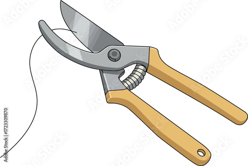 Gardening pruning shears tool for cutting branches botany horticulture equipment vector