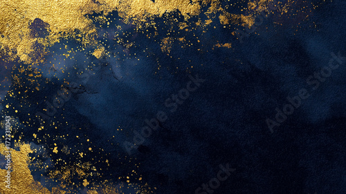 紺の和紙に金箔を散りばめた高級感ある背景（和風）