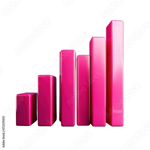Free Download  A 3d render of a pink bar graph with four bars ascending plain view isolated on transparent background - GFXLoad