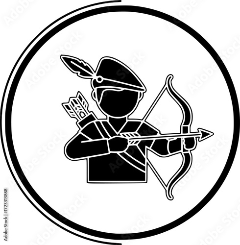 robin hood outline icon in white and black colors. robin hood flat vector icon from literature collection for web, mobile apps and ui.
