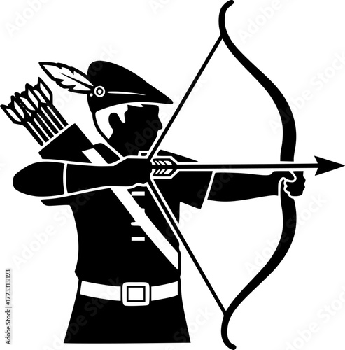robin hood outline icon in white and black colors. robin hood flat vector icon from literature collection for web, mobile apps and ui.