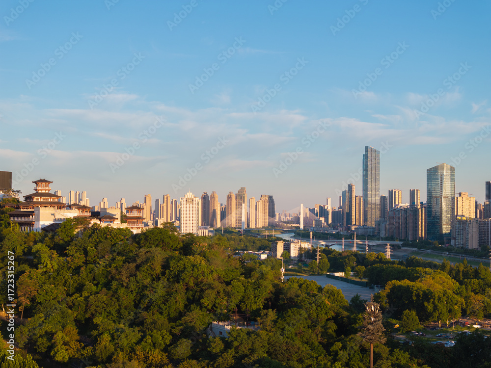 Obraz premium Wuhan city landmark skyline scenery