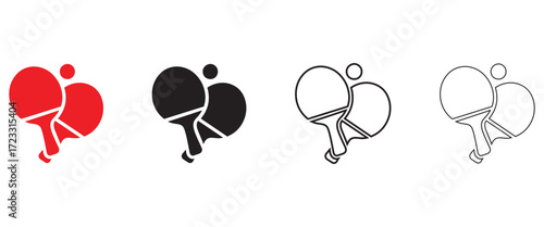 Ping pong vector icon set, Table tennis racket Symbol, Table tennis sign vector, silhouette and line art