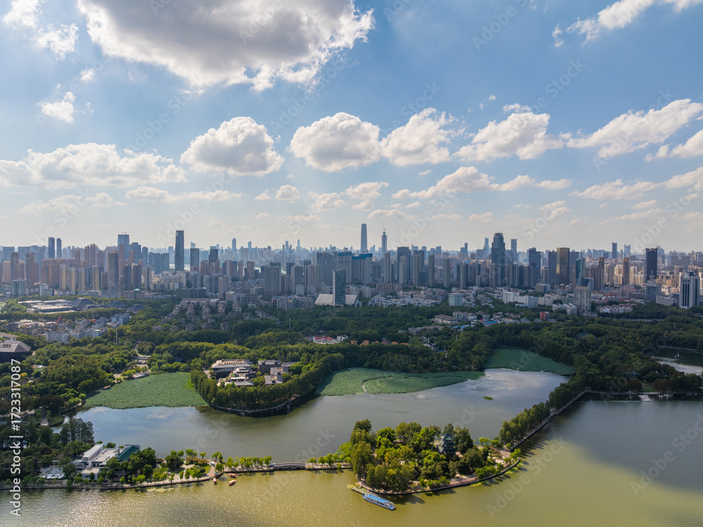 Fototapeta premium Wuhan city landmark skyline scenery