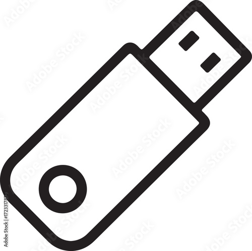 Simple minimalist USB flash drive icon for data storage and transfer solutions illustration
