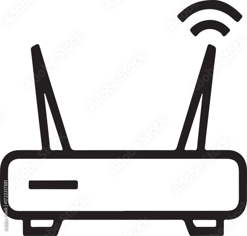 Sleek Router Icon for Wireless Network Connectivity and Modern Technology Solutions