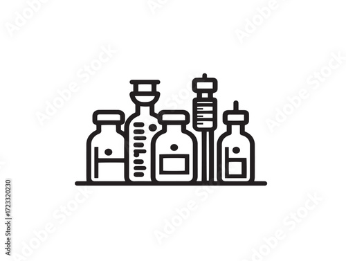 Clean outline of scientific vaccine development icon illustration