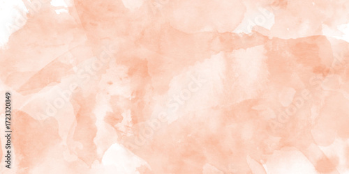 orange watercolor wash texture design, soft edges blending into white background,  splash with subtle speckles watercolor cloud for your design element, soft splash and cloud texture design.