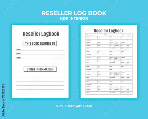 Reseller Inventory Log Book Interior, KDP Template for Product Tracking and Stock Management