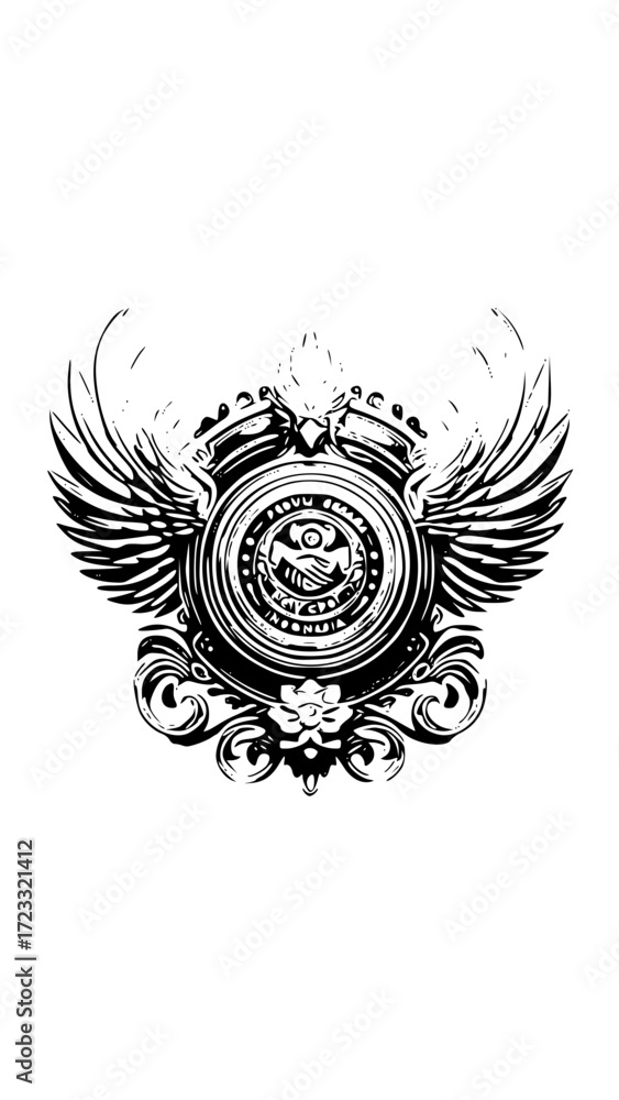 Obraz premium Heraldic emblem with wings and crown