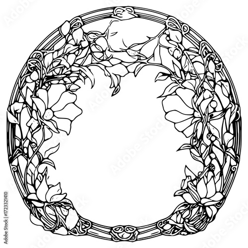 Floral frame in art nouveau style