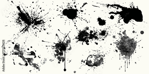 ink blots and splats. detailed ink splats Hyperrealistic Highly Detailed Isolated On Transparent Background	