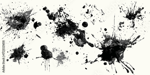 ink blots and splats. detailed ink splats Hyperrealistic Highly Detailed Isolated On Transparent Background	