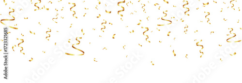Vector golden confetti PNG. Confetti falling from above on an isolated transparent background. Suitable for Christmas or holiday scenes.