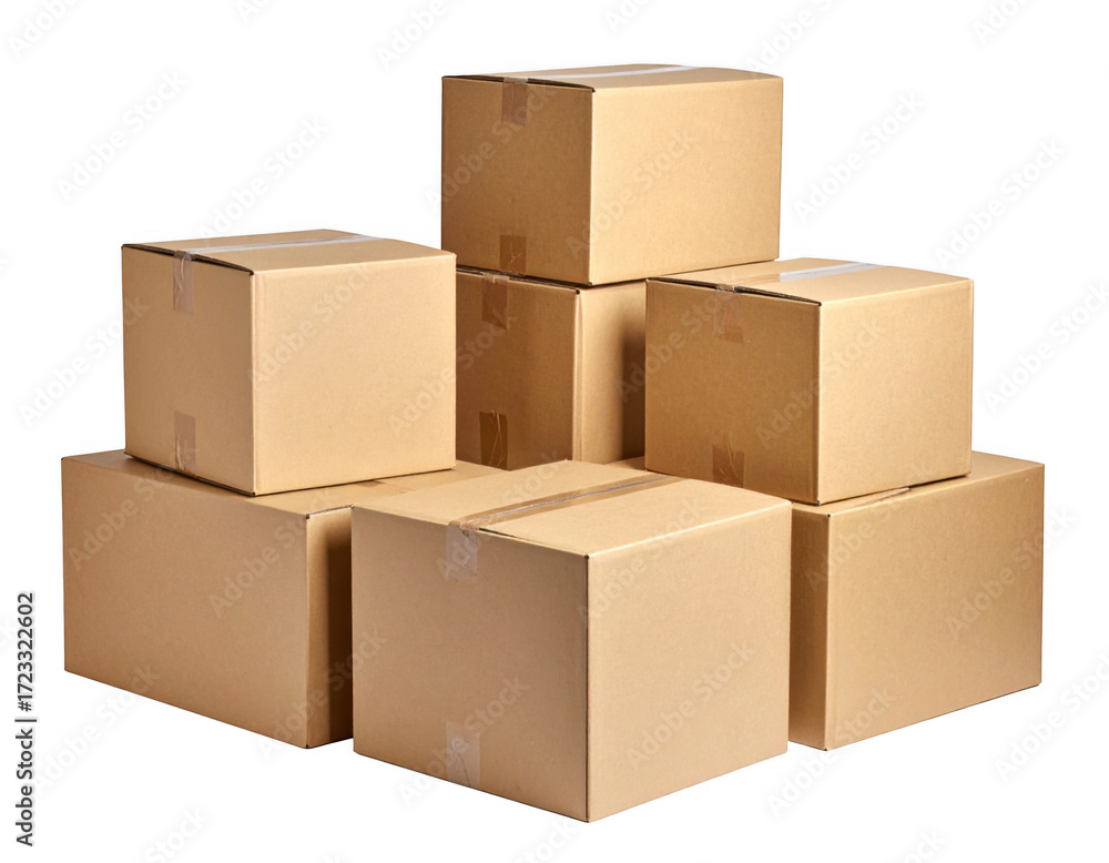 Fototapeta premium stack of cardboard boxes isolated on white and transparent background