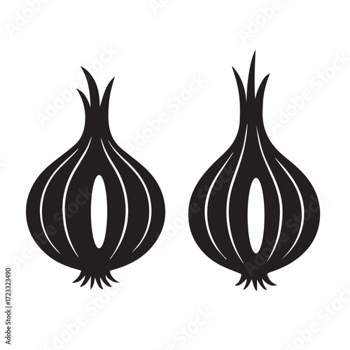 Onion  silhouette on vector with white background