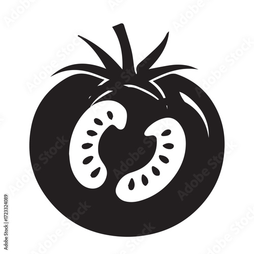 tomato  silhouette on vector with white background