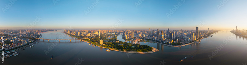 Naklejka premium Wuhan city landmark skyline scenery