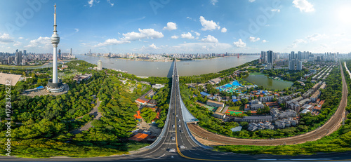 Wuhan city landmark skyline scenery