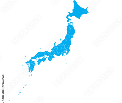  Blue Map of Japan with Regions