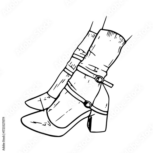 feminine fashion shoes sketch for branding