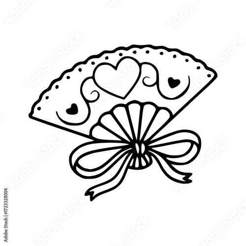 feminine fan with love and bow design