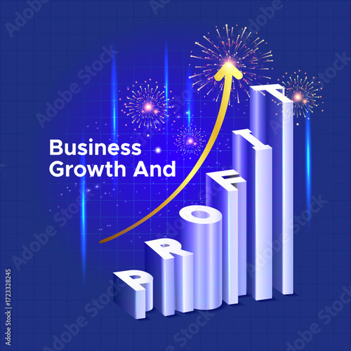 2026 Business growth and profit 3d logotype concepts on graph. Economics, Finance and share market background.