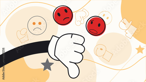 bad ratting or negative review, poor work performance, bad ratting emotional feedback, negative customer feedback banner design, marketing material, social media post design for marketing material