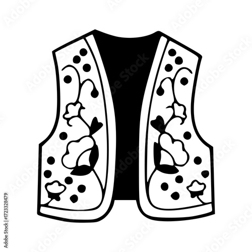 traditional folk vest line art