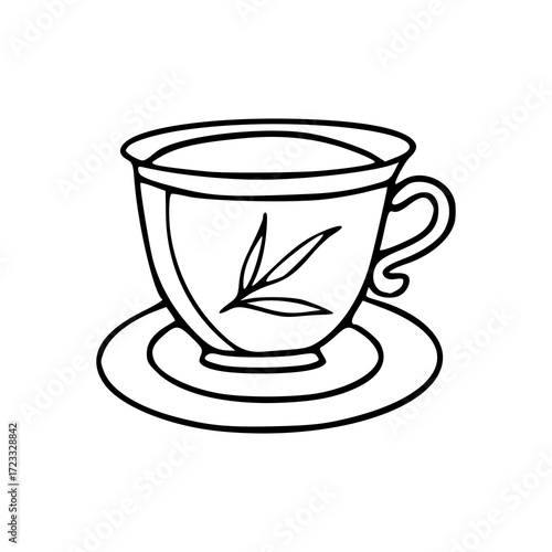 classic teacup with leaf design