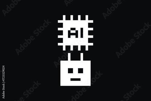 Cute pixel art cartoon robot or AI learn or learning skill with for education calculate chat bot robot vector character technology background 8 bit.