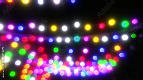 Blinking colorful bokeh circle lights overlay background glowing abstract blur round light effect 4k video for transition festive party celebration backdrop