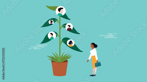 recruitment or find the right candidates, human resources, selecting new employees to handle the business, businessman or HR selecting employee candidates to make business growth illustration