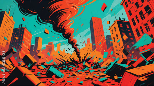 Danger Twister Wind Illustrator Artwork Banner Background Design Template 