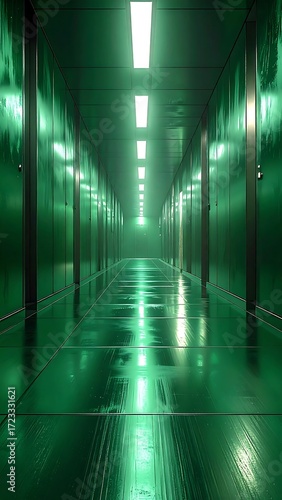 A long, green corridor