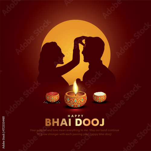 Happy Bhai dooj Indian festival greeting card. Creative vector illustration design.