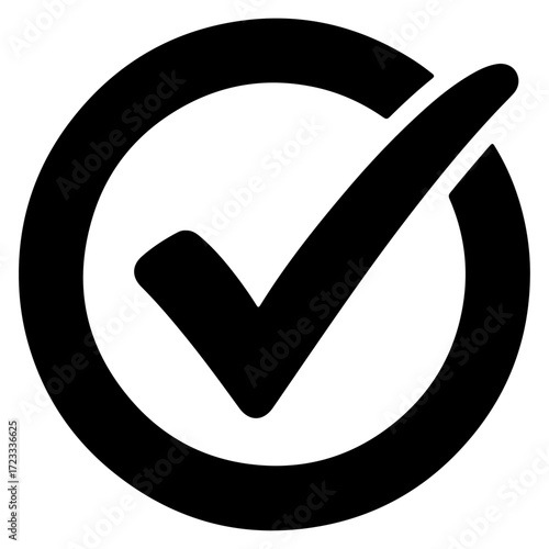 Circular Checkmark Icon Flat Vector for Task Completion, essential asset for mobile app UI design, business productivity dashboards.