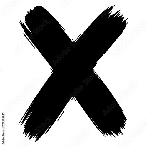 Painted Brush Stroke Cross Mark Icon for Artistic Rejection and Errors, creative app notifications, "wrong" indicators in education, and personalized negative status branding.