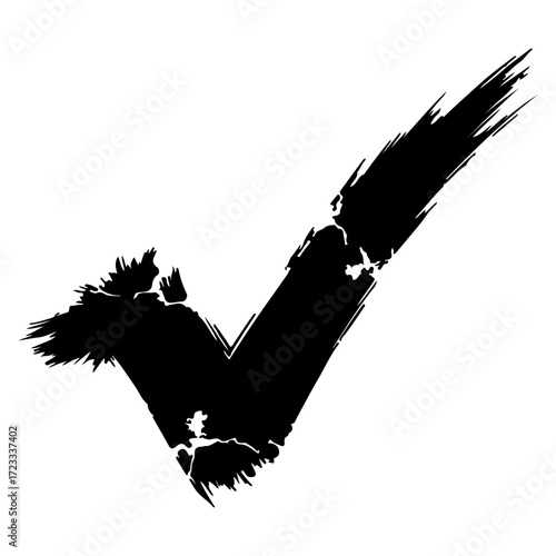 silhouette of a paint brush black check mark, Rough Style, black check mark or tick mark,