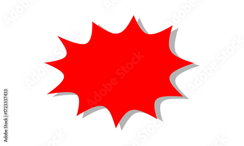Bright red starburst explosion icon for attention grabbing promotions and sales announcements isolated on transparent background