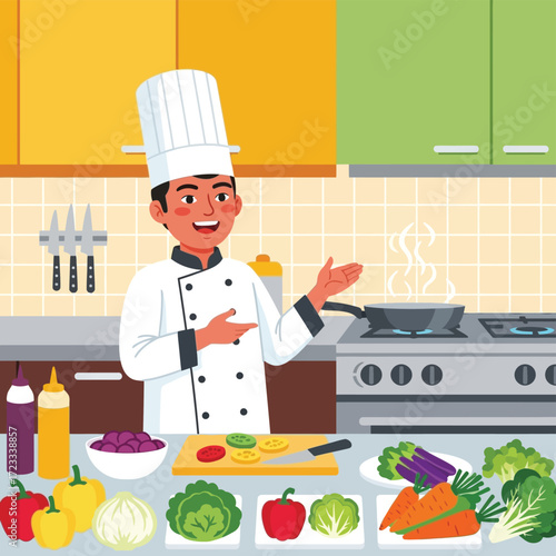 Culinary Artist Chef Prepares Fresh Vegan Ingredients