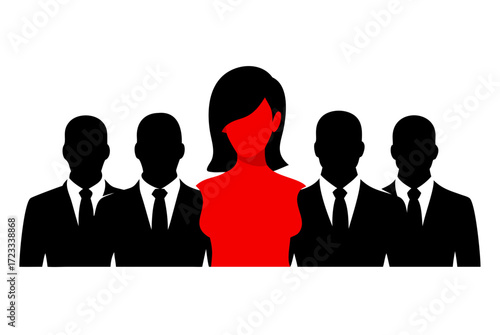 Red Businesswoman Silhouette, Black Business People Group Team.business people icon
