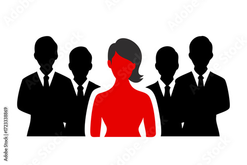Red Businesswoman Silhouette, Black Business People Group Team.business people icon
